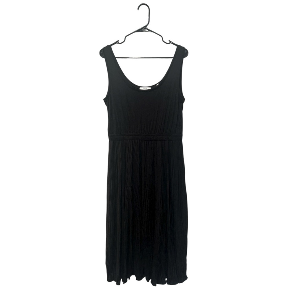 Vince black pleated midi dress sleeveless scoop neck flowy minimalist medium